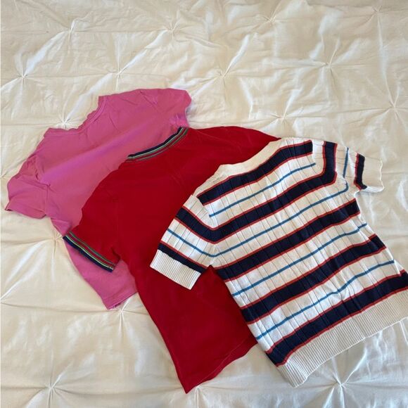 Lot of 3 Forever 21 Women's Red Pink and Stripe T Shirt Size Small Juniors - Picture 4 of 5